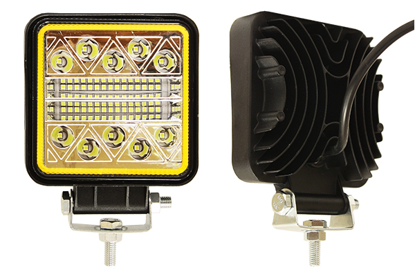 Фара светодиодная п/т и рабочего света, 10-30V, 120W (107х107мм, 40 LED, с желтой подсветкой 5W)