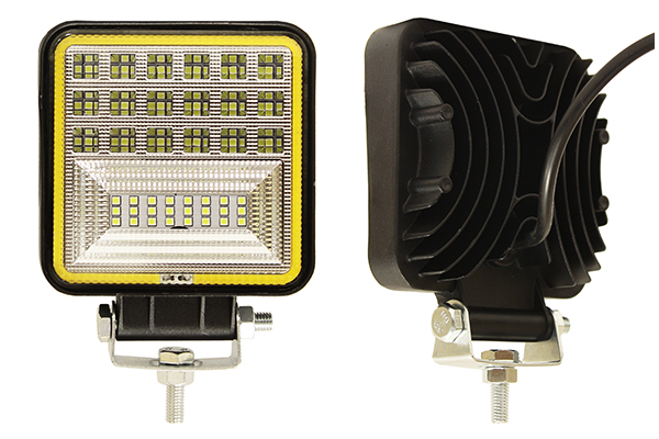 Фара светодиодная п/т и рабочего света, 10-30V, 126W (107х107мм, 42 LED, с желтой подсветкой 5W)