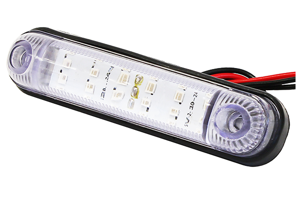 Фонарь габаритный LED 12-24V с поворотником, МИНИ, красный - желтый (L=80мм, 12-светодиодов)