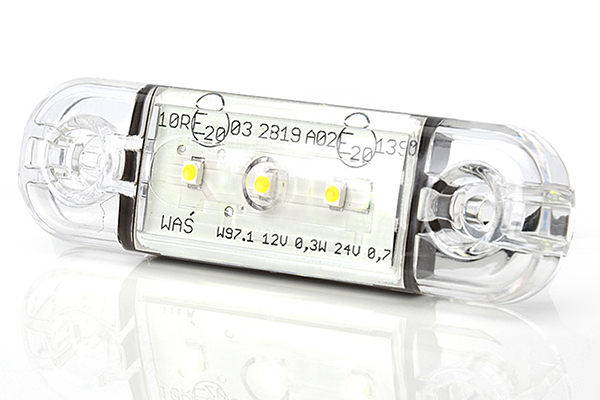 Фонарь габаритный LED 12-30V, MINI, белый (L=80мм, 3-светодиода)
