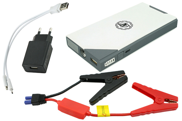Пуско-зарядное устройство (аккумулятор 8500 мА/ч, фонарь, разьемы USB, в наборе провода, зажимы)