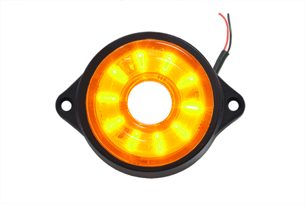 Фонарь габаритный LED 24V, круглый d=55мм желтый (10-светодиодов, ″солнышко″, бегущий элемент)