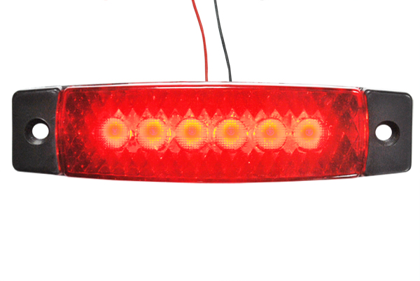 Фонарь габаритный LED 24V, красный (30x130мм, 6-светодиодов)