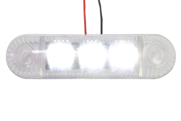 Фонарь габаритный LED 24V, белый (L=95мм, 3-светодиода - отражатель линза)