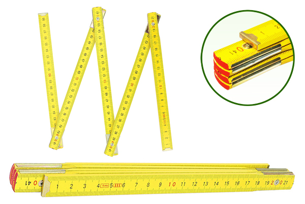 Линейка деревянная складная с желтым покрытием, L= 1м