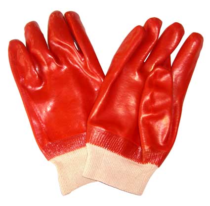 Перчатки МБС, х/б с ПВХ, манжет резинка, (красные, мод.П-1Л)