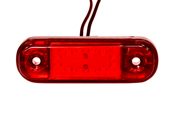 Фонарь габаритный LED 12-24V, MINI, красный (L=85мм, 12-светодиодов ″овал″)