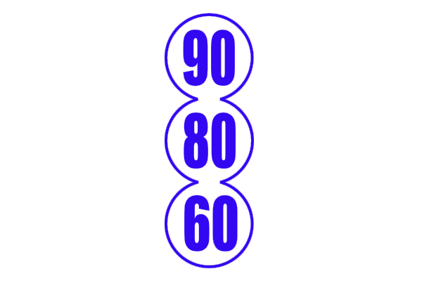 Наклейка ″Ограничение скорости″ 60-80-90 км/ч, светоотражающая, 450х160мм (синяя)