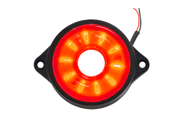 Фонарь габаритный LED 24V, круглый d=55мм красный (10-светодиодов, ″солнышко″, бегущий элемент)