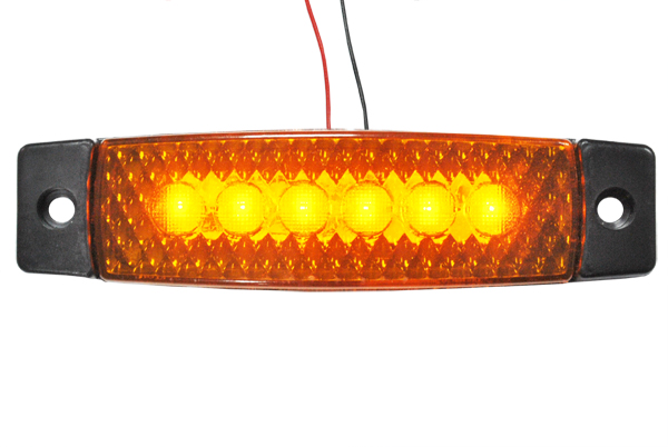 Фонарь габаритный LED 24V, желтый (30x130мм, 6-светодиодов)