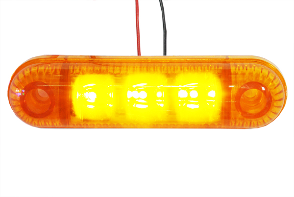 Фонарь габаритный LED 24V, желтый (L=95мм, 3-светодиода - отражатель линза)